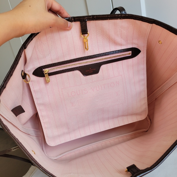 💕Louis Vuitton Neverfull MM Damier Ebene "ROSE Ballerine Interior" Tote Bag - Picture 8 of 16